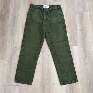 BDG Mens Jeans Size 32/32 Olive Green Baggy Skate Double Knee 100% Cotton